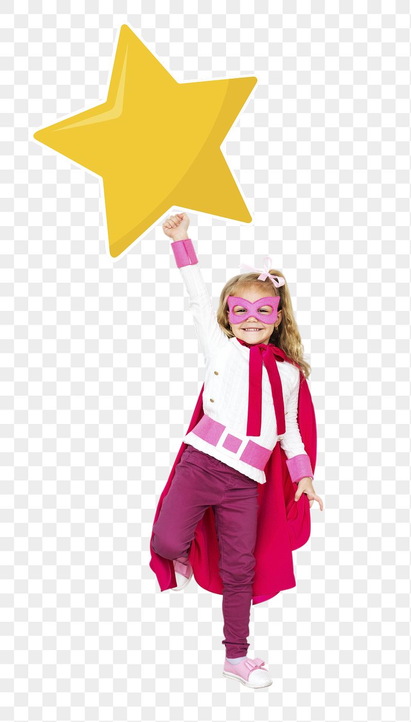 Superhero girl png star sticker, | Free PNG - rawpixel