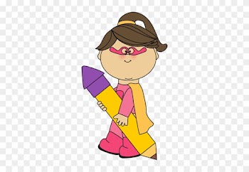 Superhero Girl With A Big Pencil - Superhero Art Clipart