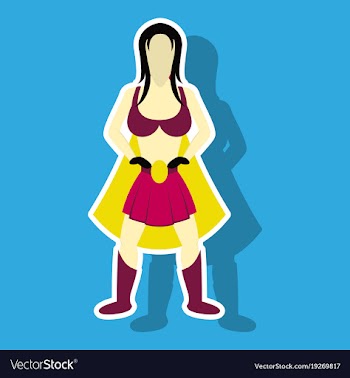 Superhero womanfemale cartoon character icon in vector image