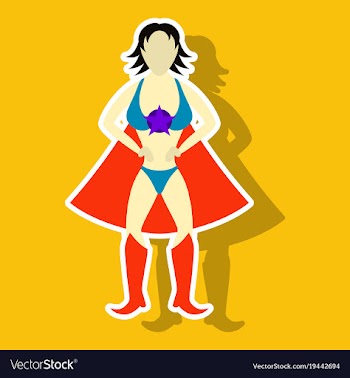 Superhero womanfemale cartoon character icon in vector image