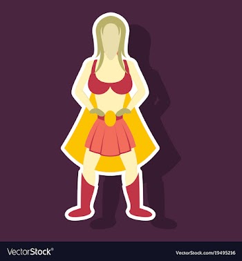 Superhero womanfemale cartoon character icon in vector image
