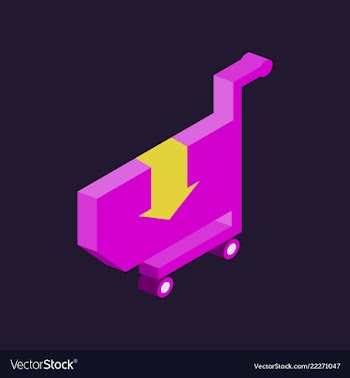 Supermarket shopping cart flat isolated on color vector image