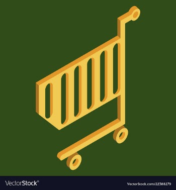 Supermarket shopping cart flat isolated on color vector image