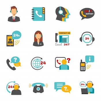Support contact call center icons set Free Vector