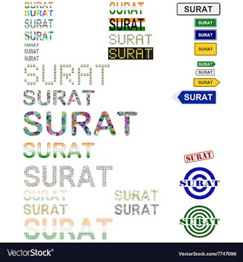 Surat text design set vector image