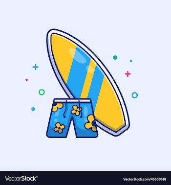 surfboard with swimsuit cartoon