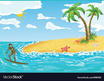 Surfer girl in water vector image