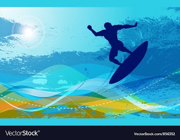 Surfer with waves vector image