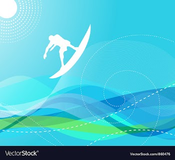 Surfer with waves vector image
