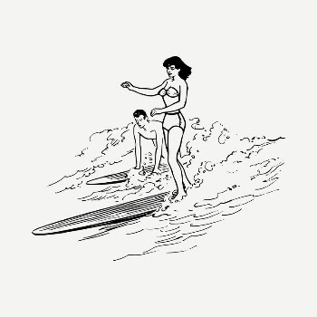 Surfers drawing, vintage illustration psd. | Free PSD - rawpixel