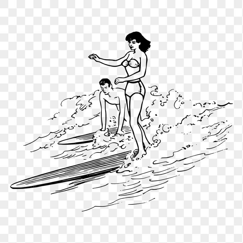 Surfers png sticker, vintage illustration, | Free PNG - rawpixel
