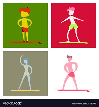 Surfing people on desk composition human vector image