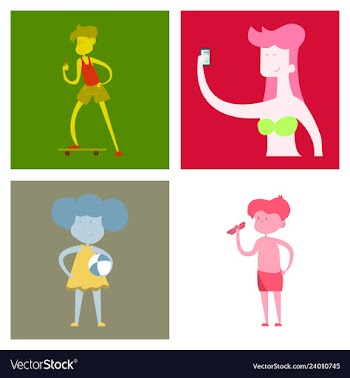Surfing people on desk composition human vector image