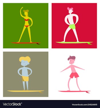 Surfing people on desk composition human vector image