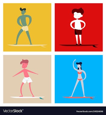Surfing people on desk composition human vector image
