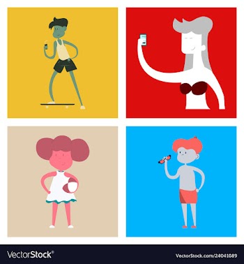 Surfing people on desk composition human vector image