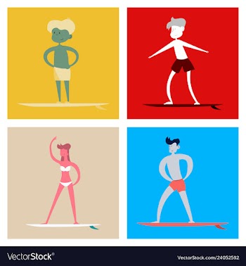 Surfing people on desk composition human vector image