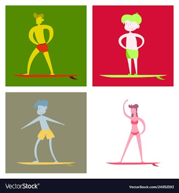 Surfing people on desk composition human vector image