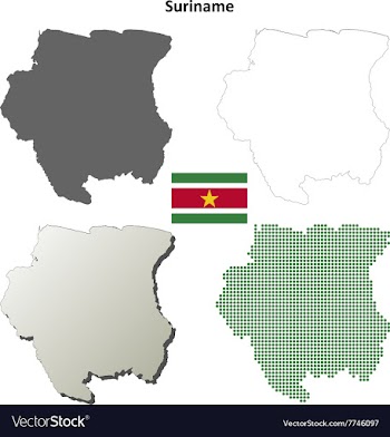 Suriname blank detailed outline map set vector image