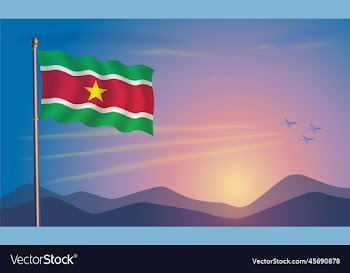 suriname flag in the morning sun