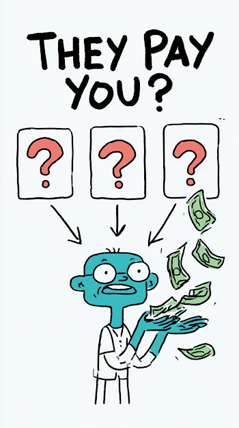 Surprised Character Catching Money from Hidden Credit Cards