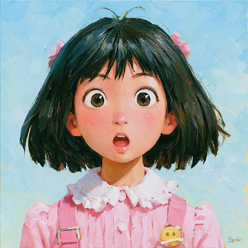 Surprised Cute Girl in Pastel Colors