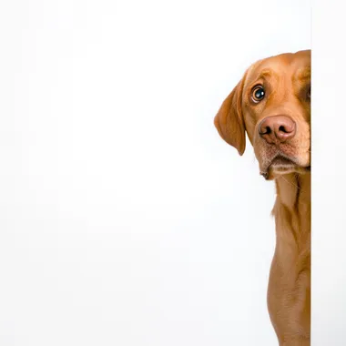 Surprised Ginger Labrador Peeking Around a Wall Surprised Ginger Labrador Peeking Around a Wall