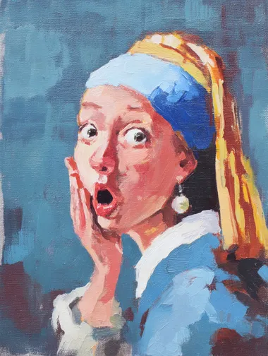 Surprised Girl with a Pearl Earring - Modern Oil Painting