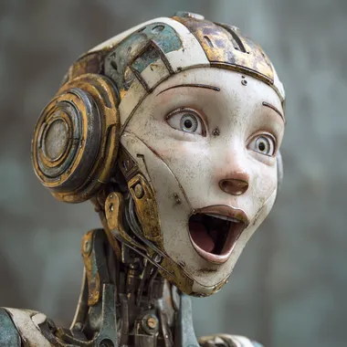 Surprised Humanoid Robot Woman Surprised Humanoid Robot Woman