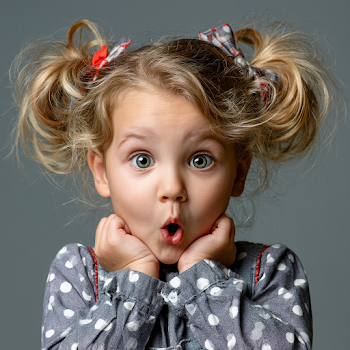 Surprised Little Girl Making a Funny Face