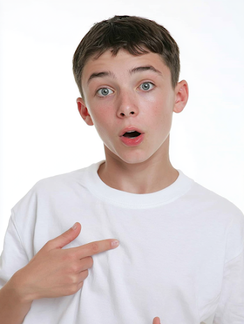 Surprised Teenage Boy in Studio Portrait