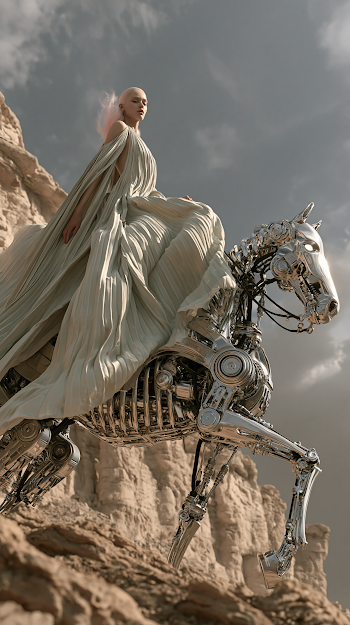 Surreal Fashion Editorial with Mechanical Horses