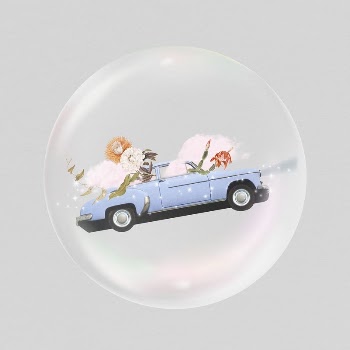 Surreal flying car sticker, vehicle | Free PSD - rawpixel