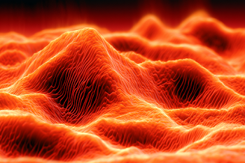 Surreal Glowing Dunes in Crimson Landscape