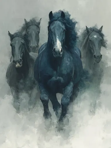 Surreal Herd of Horses in Mist Surreal Herd of Horses in Mist