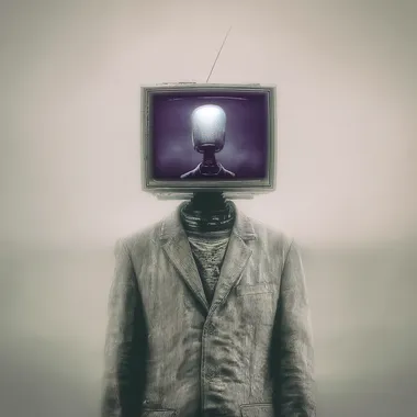 Surreal Retro TV-Head Man in Optical Illusion Surreal Retro TV-Head Man in Optical Illusion
