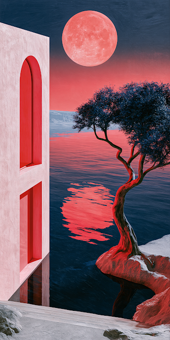 Surreal Sunset Over Tranquil Waters