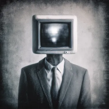 Surreal TV-Head Man in 80s Sci-Fi Style Surreal TV-Head Man in 80s Sci-Fi Style