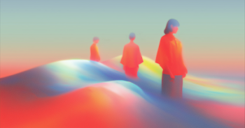 Surreal Waves with Figures in Soft Hues