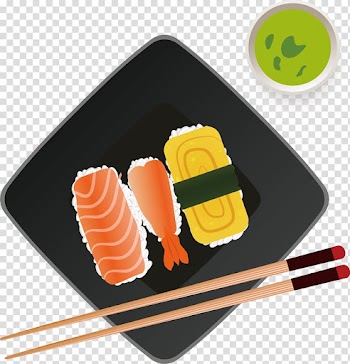 Sushi Fast food Alaska pollock Vegetable, Cartoon chicken gourmet dining transparent background PNG clipart
