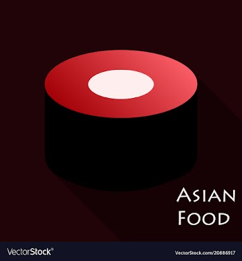Sushi icon in a flat style with a shadow vector image