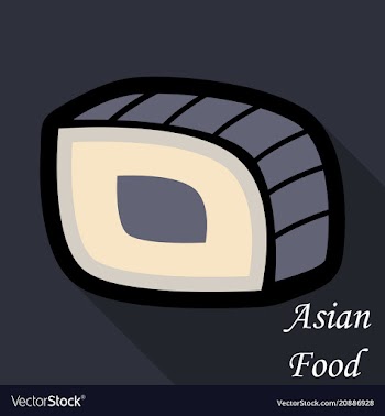 Sushi icon in a flat style with a shadow vector image