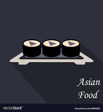 Sushi icon in a flat style with a shadow vector image