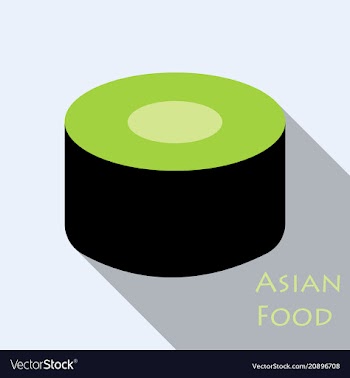 Sushi icon in a flat style with a shadow vector image