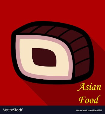 Sushi icon in a flat style with a shadow vector image