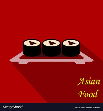 Sushi icon in a flat style with a shadow vector image