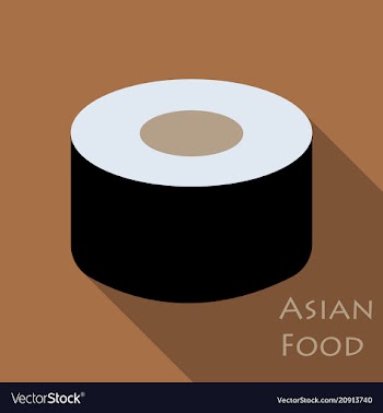 Sushi icon in a flat style with a shadow vector image
