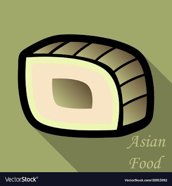 Sushi icon in a flat style with a shadow vector image