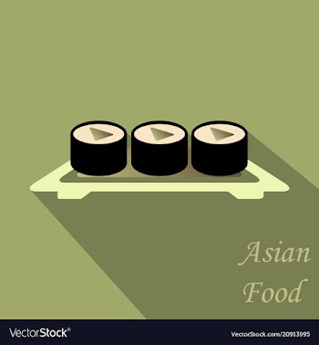 Sushi icon in a flat style with a shadow vector image