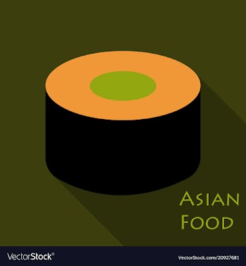 Sushi icon in a flat style with a shadow vector image